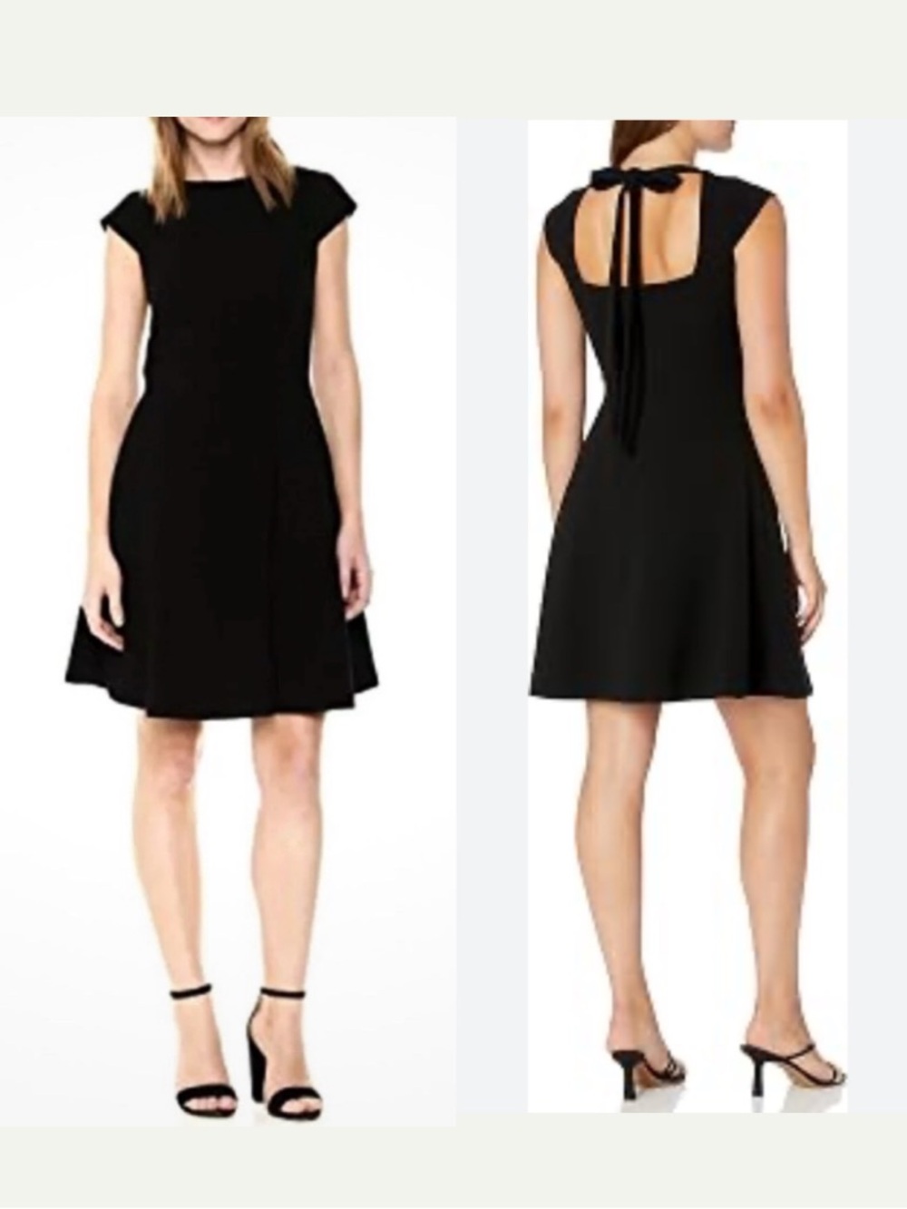 Theory Black Tie-Back Cap Sleeve Fit and Flared Dress Size 2